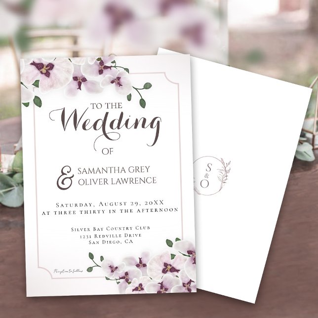 Carte d'invitation de mariage Élégante Orchidée (Créateur téléchargé)