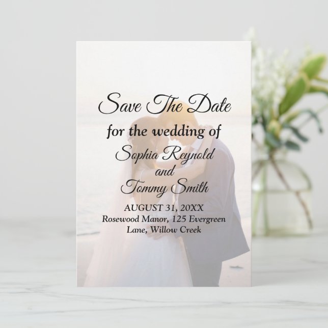Carte d'invitation de mariage Élégante pour Sauveg (Debout devant)