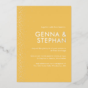 Carte d'invitation de mariage en feuille à paillet