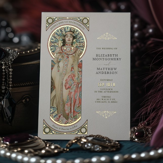 Carte d'invitation de mariage en feuille métallisé (Créateur téléchargé)