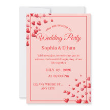 Carte d'invitation de mariage en forme de cœur rom