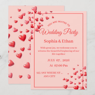 Carte d'invitation de mariage en forme de cœur rom