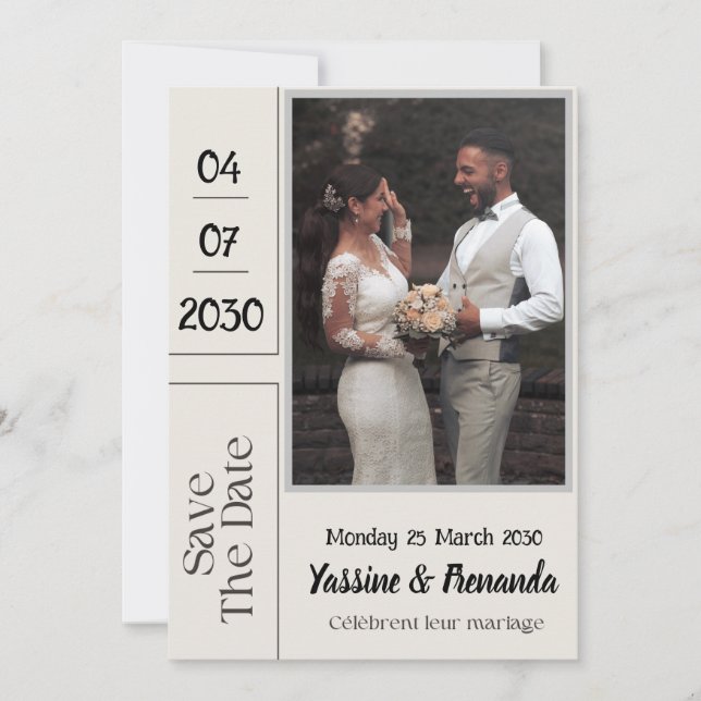 Carte d'invitation de mariage en français (Devant)