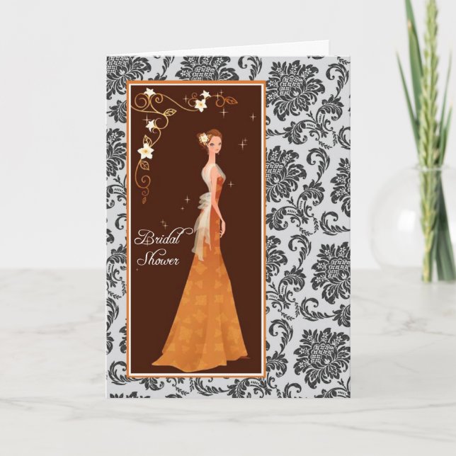 Carte d'invitation de mariage en noir et blanc dam (Devant)