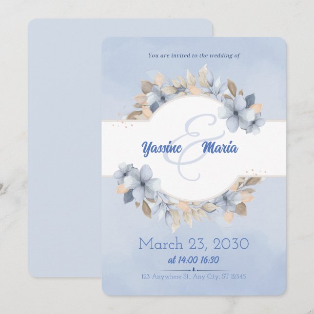Carte d'invitation de mariage Épargnez la date (Devant / Derrière)