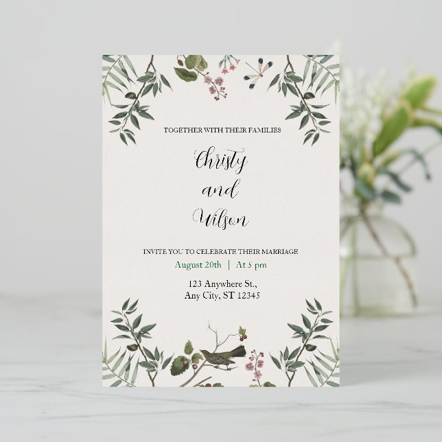 carte d'invitation de mariage esthétique  (Debout devant)