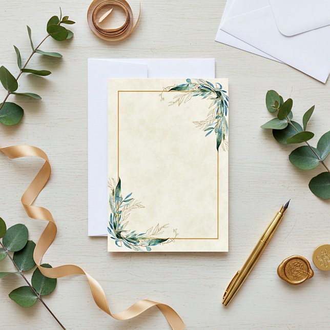 Carte d'invitation de mariage Eucalyptus et or bud (Créateur téléchargé)