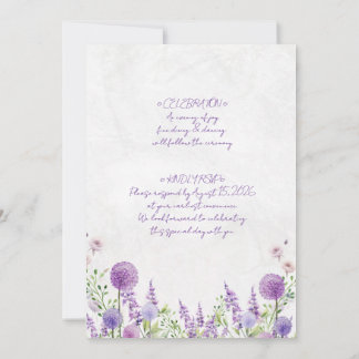 Carte d'invitation de mariage Fleurs violettes