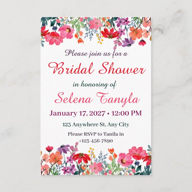 Carte d'invitation de mariage floral (Devant)