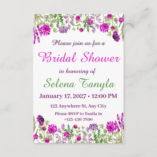 Carte d'invitation de mariage floral (Devant)
