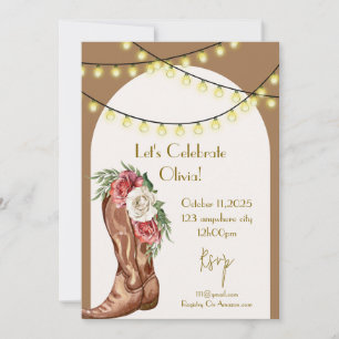 carte d'invitation de mariage floral cowboy