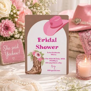 carte d'invitation de mariage floral cowboy rose