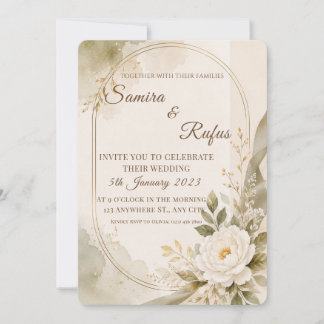 Carte d'invitation de mariage florale élégante