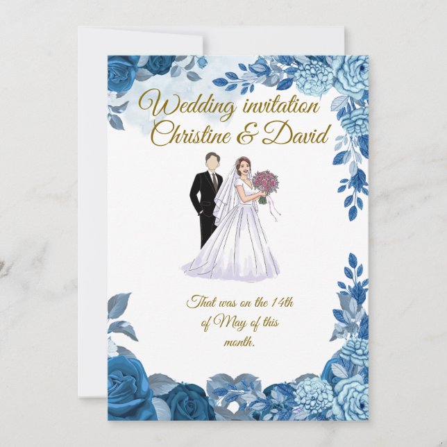Carte d'invitation de mariage florale élégante (Devant)