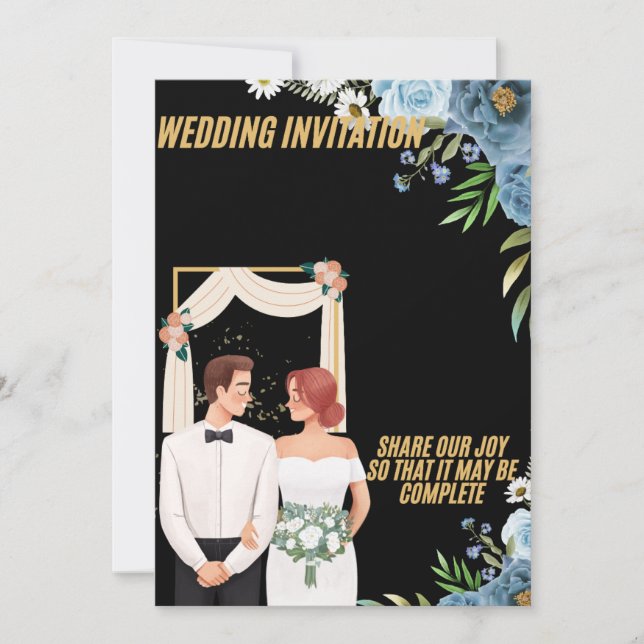 Carte d'invitation de mariage florale élégante (Devant)