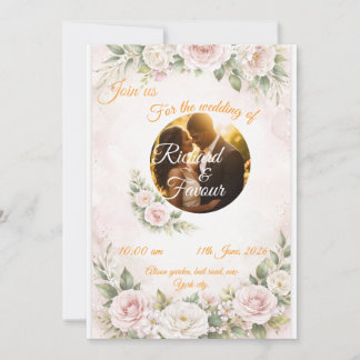 Carte d'invitation de mariage florale élégante