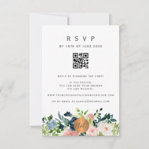 CARTE D'INVITATION DE MARIAGE FLORALE ÉLÉGANTE AVE