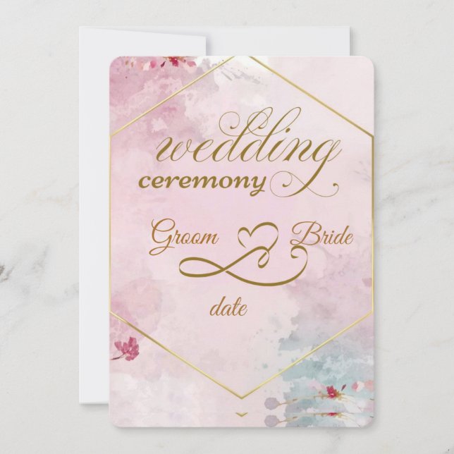 Carte d'invitation de mariage florale élégante imp (Devant)