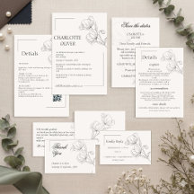 Carte d'invitation de mariage florale minimaliste