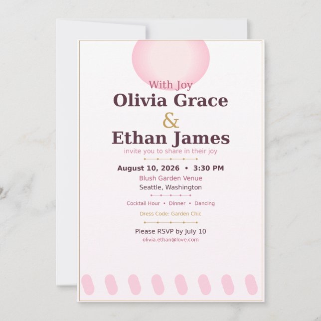 Carte d'invitation de mariage florale romantique (Devant)