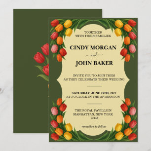 Carte d'invitation de mariage florale - Tulipes