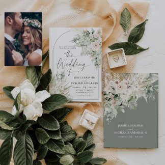 Carte d'invitation de mariage florale vert sauge r