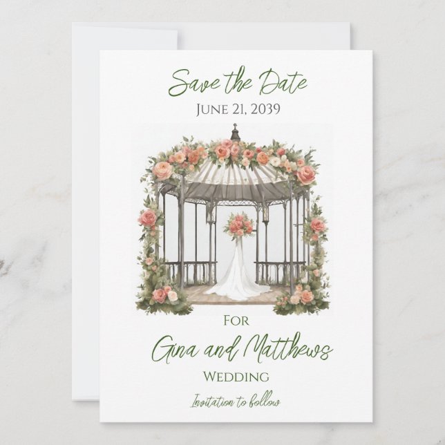 Carte d'invitation de mariage Gazebo à conserver p (Devant)