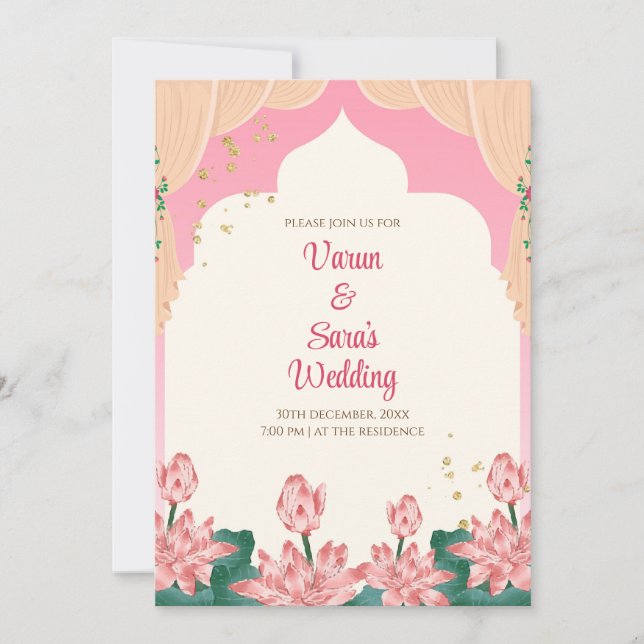 Carte d'invitation de mariage hindou Invitation nu (Devant)