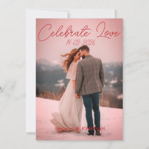Carte d'invitation de mariage hivernal rouge simpl