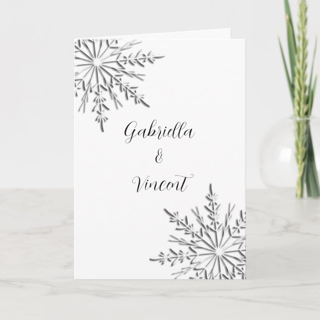 Carte d'invitation de mariage hivernal Snowflake (Devant)