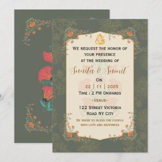 Carte d'invitation de mariage indien élégante