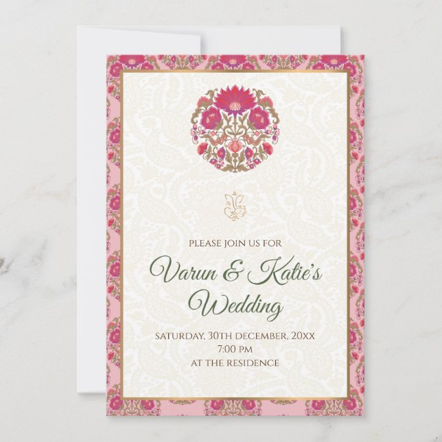 Carte d'invitation de mariage indien & invitations (Devant)