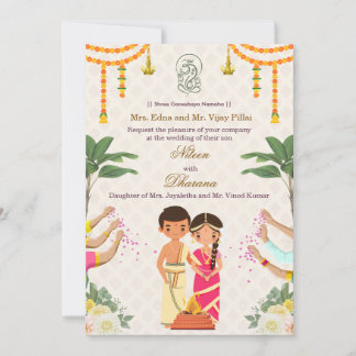 Carte d'invitation de mariage Kalyanam sud-indienn