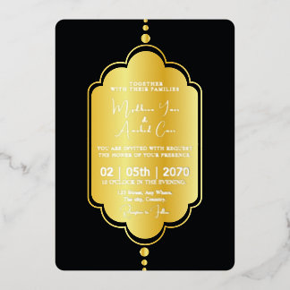 Carte d'invitation de mariage Luxe Doré Feuille d'
