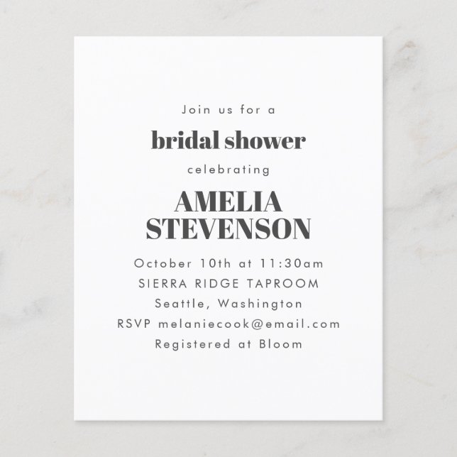 Carte d'invitation de mariage minimaliste blanche  (Devant)