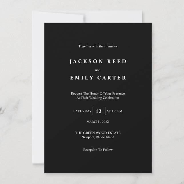 Carte d'invitation de mariage minimaliste moderne (Devant)