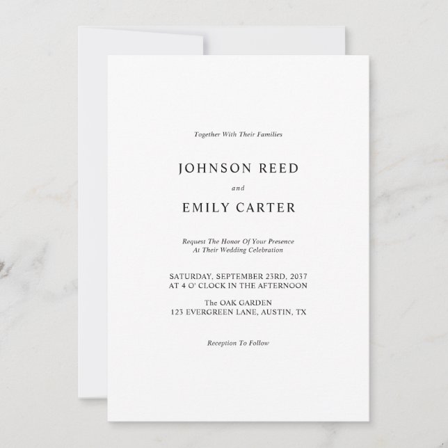 Carte d'invitation de mariage minimaliste personna (Devant)