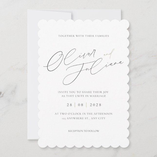 CARTE D'INVITATION DE MARIAGE MINIMALISTE PERSONNA (Devant)