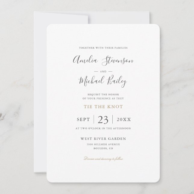 Carte d'invitation de mariage minimaliste simple (Devant)