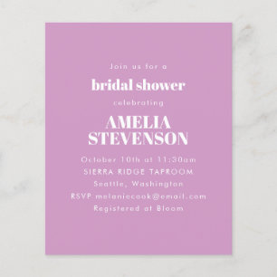 Carte d'invitation de mariage minimaliste violet à