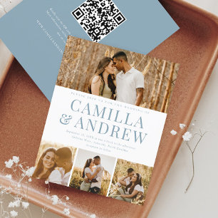 Carte d'invitation de mariage moderne à budget ave