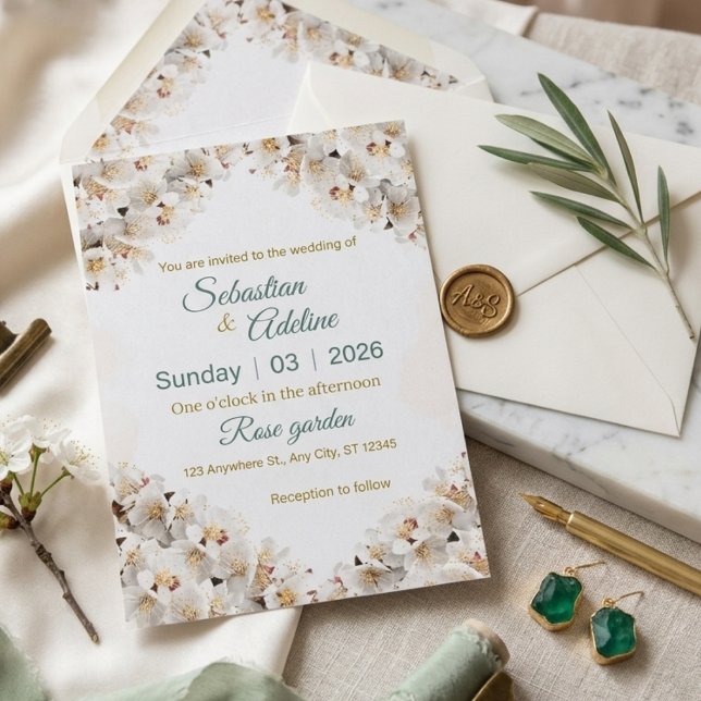 Carte d'invitation de mariage moderne vert sauge e (Créateur téléchargé)