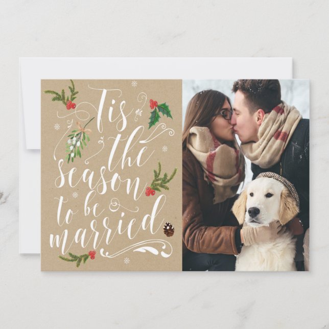 carte d'invitation de mariage Noël enregistrer la  (Devant)