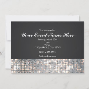 Carte d'invitation de mariage noir glamour à paill