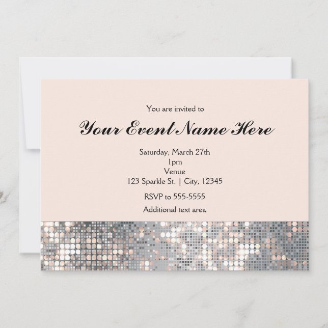 Carte d'invitation de mariage paillettes scintilla (Devant)
