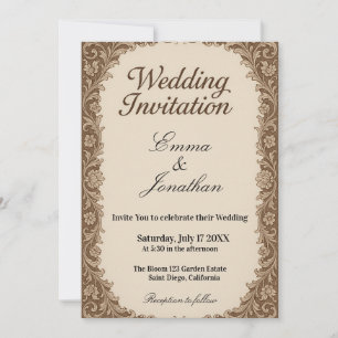 Carte d'invitation de mariage personnalisable avec
