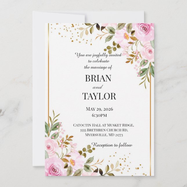Carte d'invitation de mariage personnalisée (Devant)
