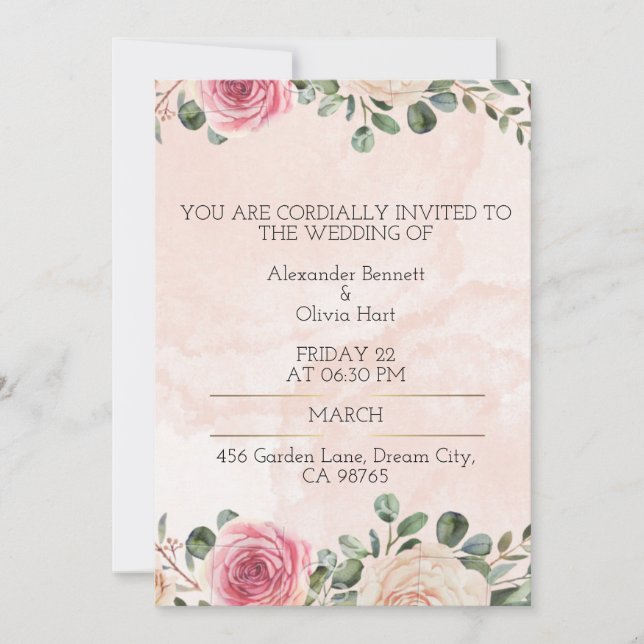 Carte d'invitation de mariage personnalisée – Impr (Devant)