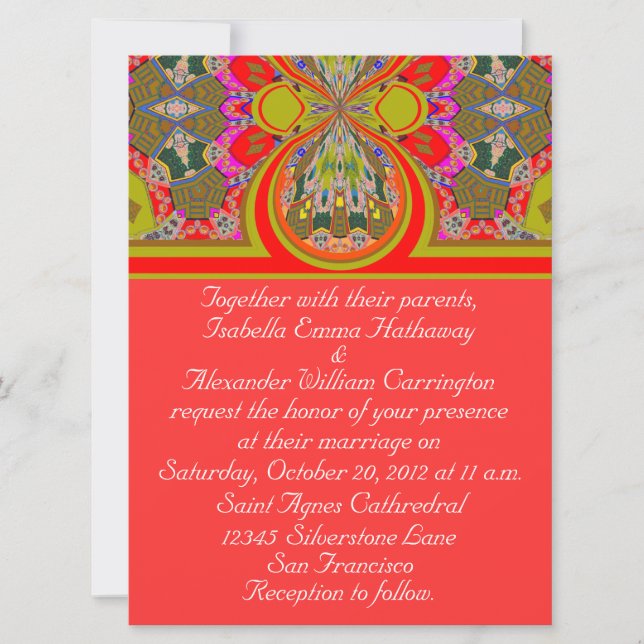 Carte d'invitation de mariage personnalisée Rouge  (Devant)