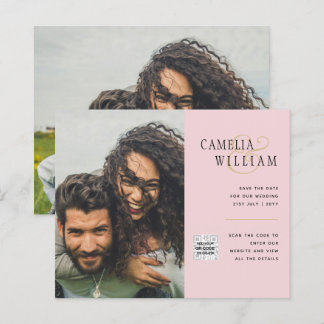 Carte d'invitation de mariage photo budget Code QR